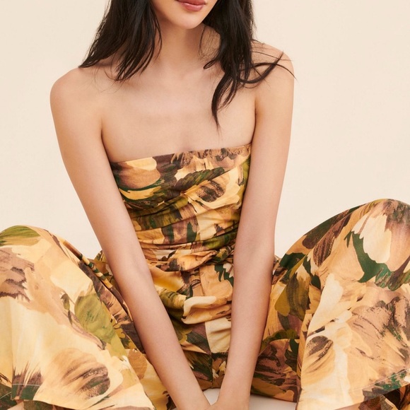 JODIFL Strapless Floral Jumpsuit in Yellow and Green by Free People - Picture 3 of 10